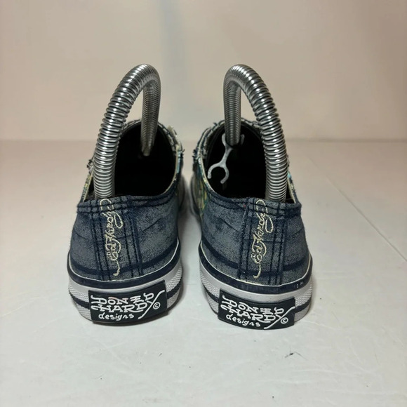 Ed Hardy By Christian Audigier Kids Slip Ons Sz 3 Piston Racing Skulls Laceless - Picture 7 of 10